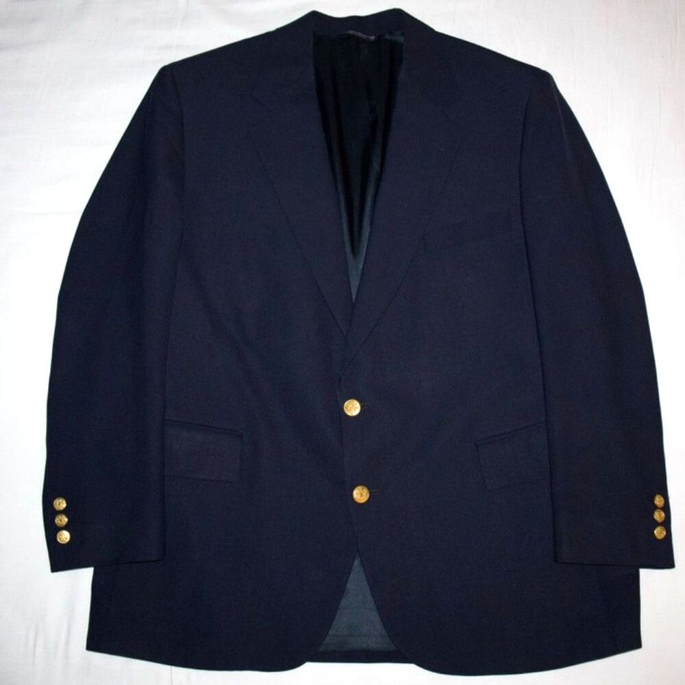 VINTAGE Palm Beach Navy Gold Buttons Blazer 44R